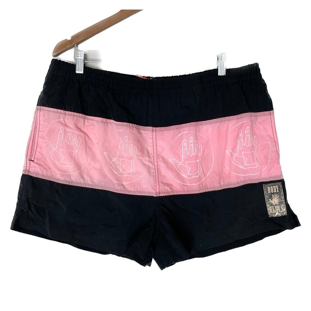Vintage 1990 Body Glove Black Pink Swim Shorts Trunks Mens Size L
